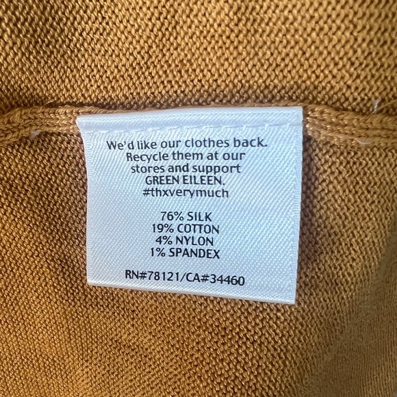 BNWT Eileen Fisher Splitback Scoop Neck Cotton Silk Sweater Top Size XS Ochre - Picture 6 of 10